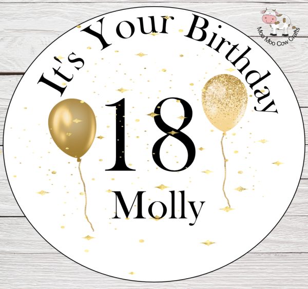 White wooden background with circle, balloons and text