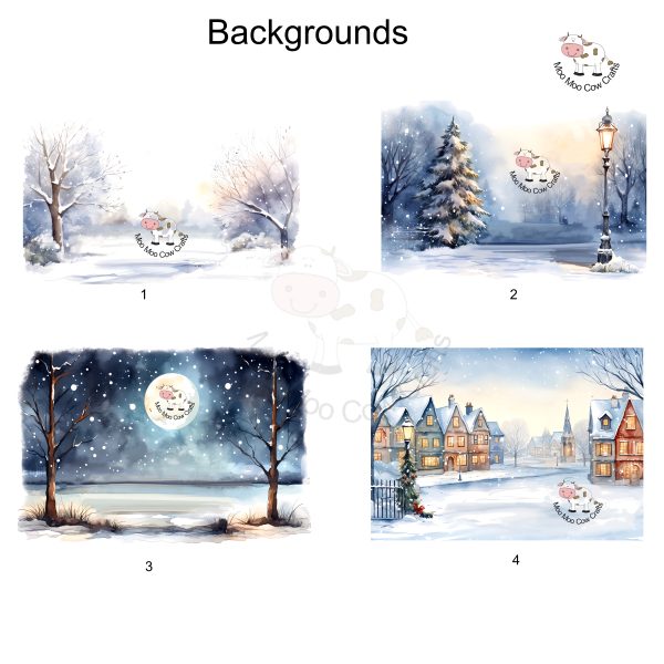 4 images of winter snow scenes