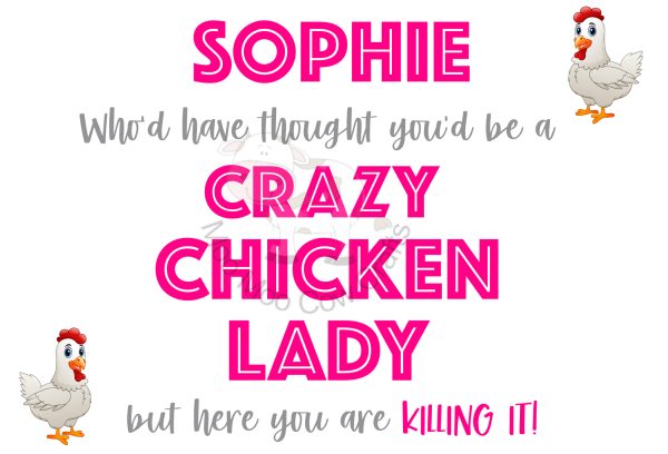 Chickens and text on white background
