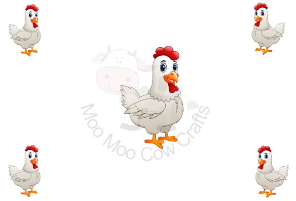 Chickens on white background