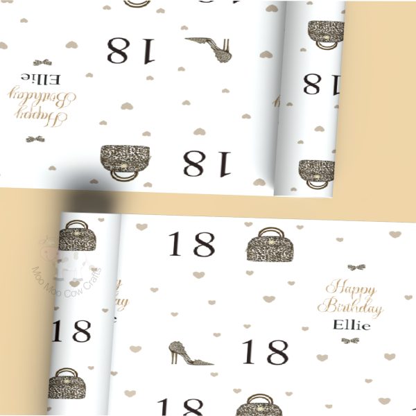 two rolls of wrapping paper on taupe background