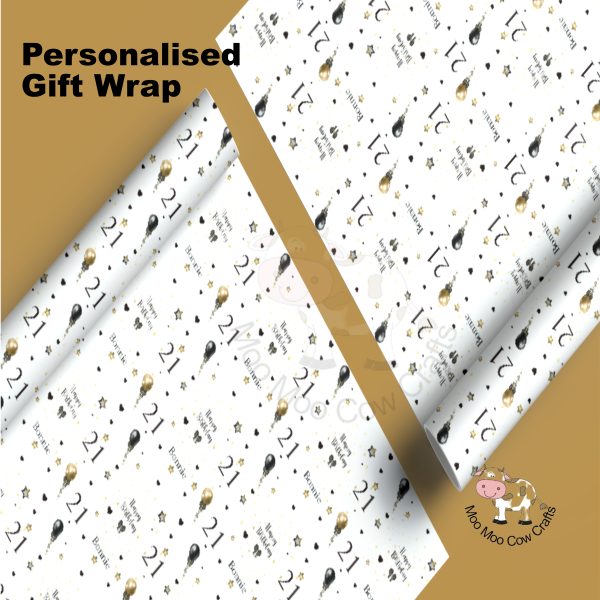two rolls of wrapping paper with gold background.