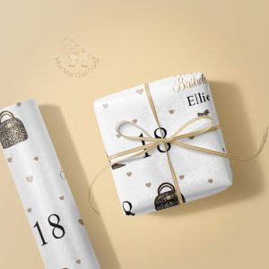 gift wrap and gift boxd on a taupe background