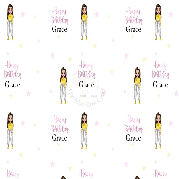 young girl clipart with tet on white hbackground