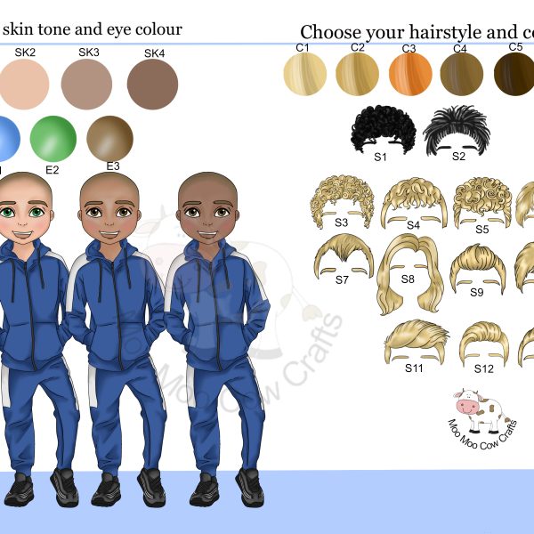 multiple clipart images of young boy in tracksuit