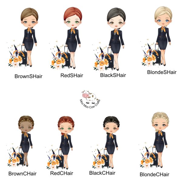 multiple clipart images of easy jet cabin crew