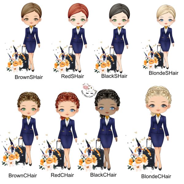 multiple clipart of ryan air cabin crew