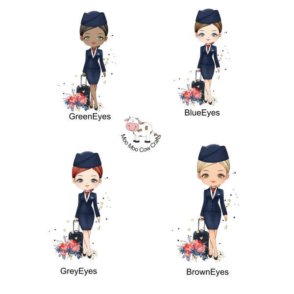 4 images of BA cabin crew