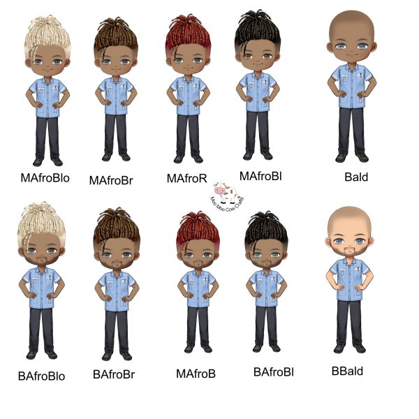 multiple clipart of male carer
