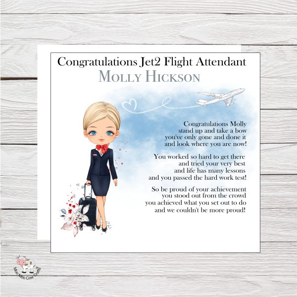 clipart of jet2 flight attendant on wooden background