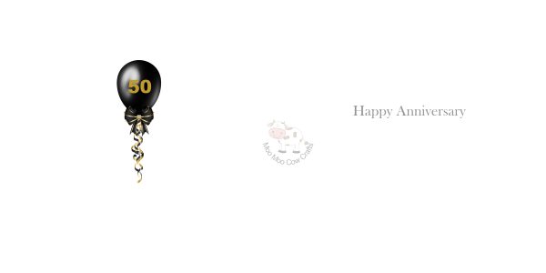 white background with black and gold balloon with 50