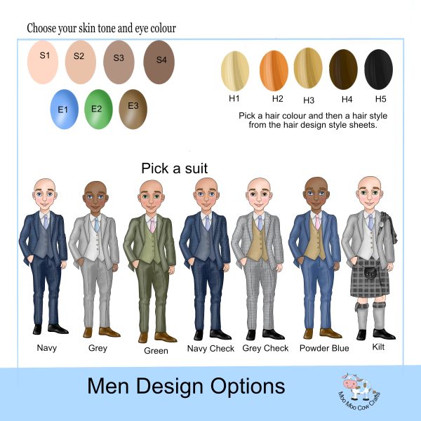 multiple choice clipart of men with coloured circles