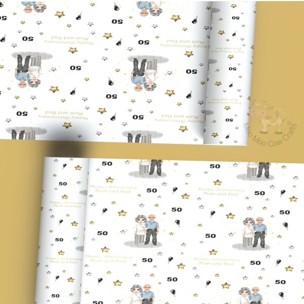 two rolls of wrapping on a gold background