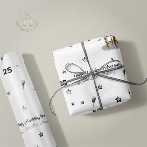 silver wedding anniversary wrapping and gift