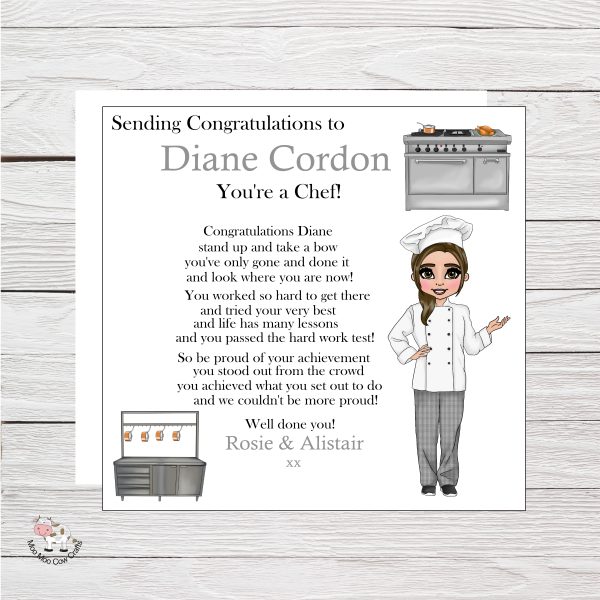 female chef clipart on a wooden background