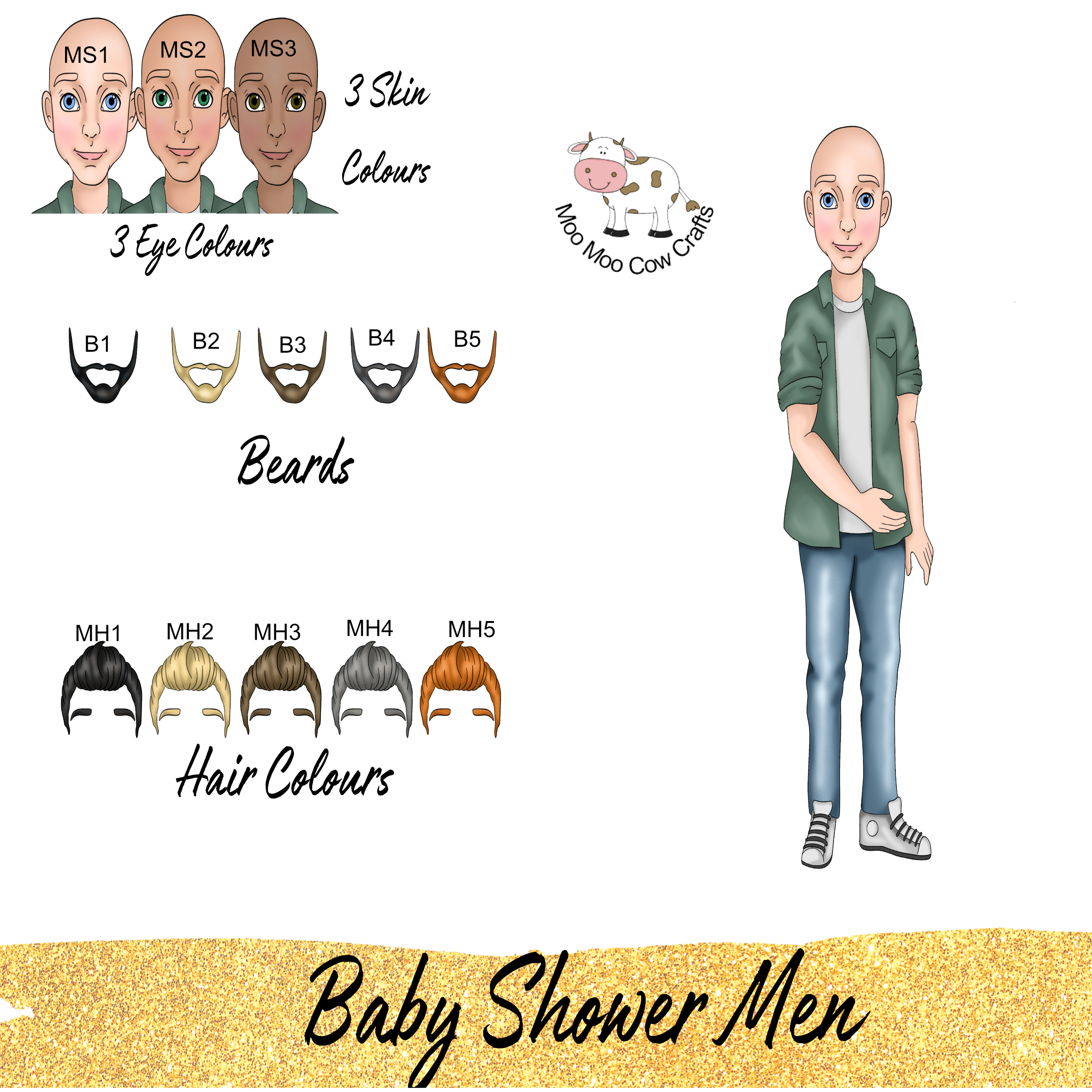 clipart images of a man with different beards and hair options.