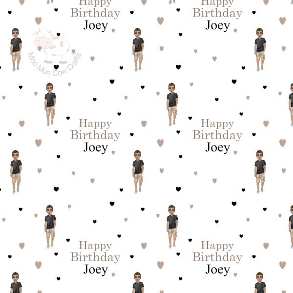multiple repeating pattern of clipart man wearing shorts, it's a sample of wrapping paper