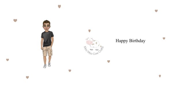 clipart image of a man wearing shorts - it's the inside of a birthday card