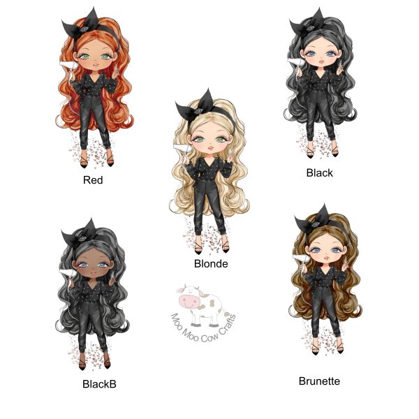 multiple clipart images of female hairdressers