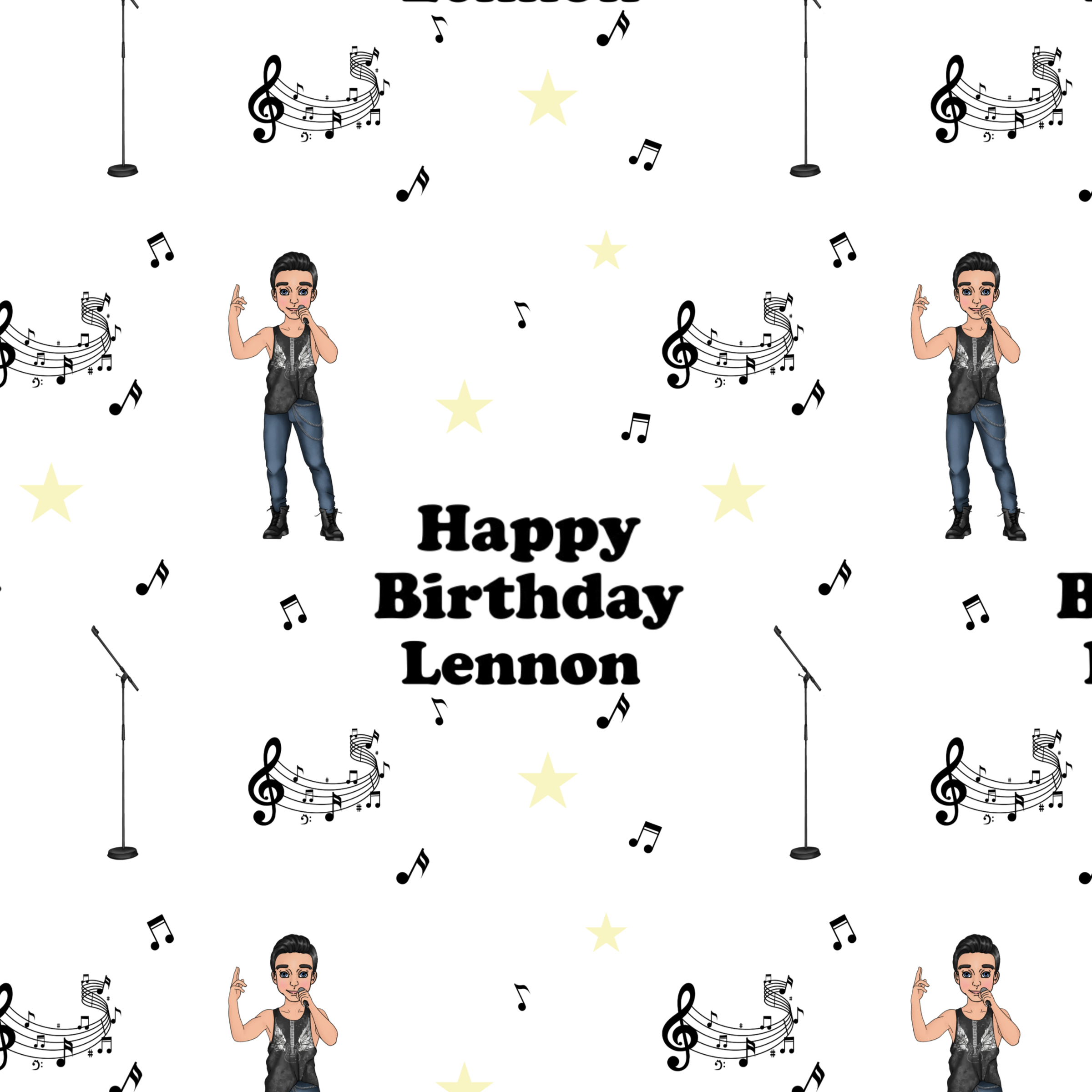 repeating pattern of a rock star singing, clip art