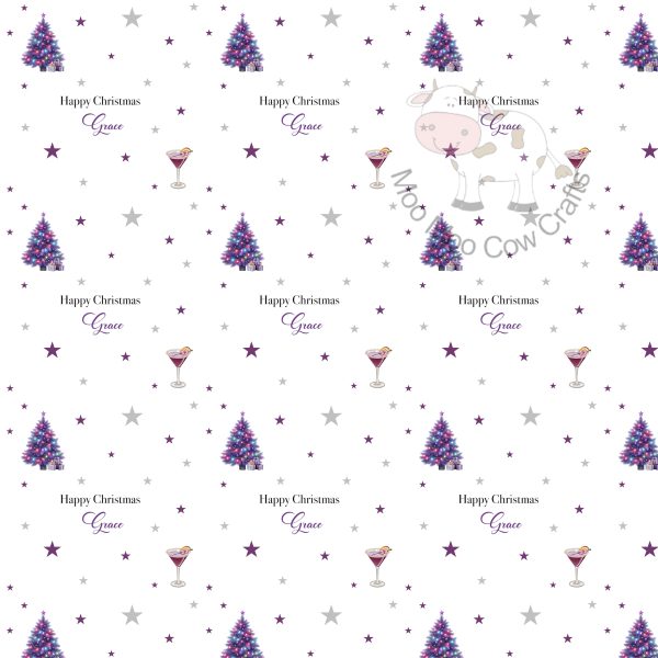 clipart images of a purple christmas tree, it's a sample of wrapping pape3r
