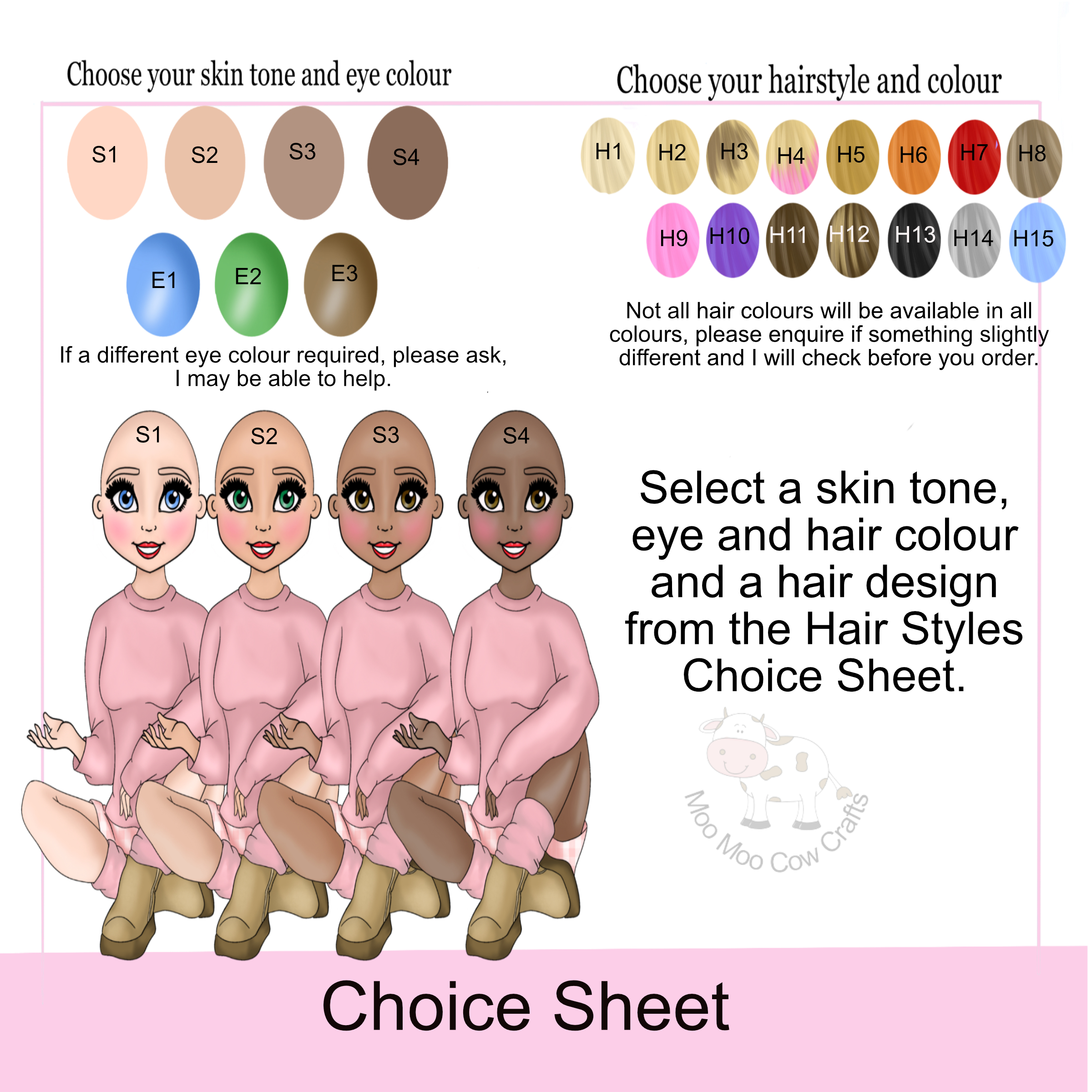 multiple clip art images of a woman sitting down and colours it's a desig choice sheet for a birthday card