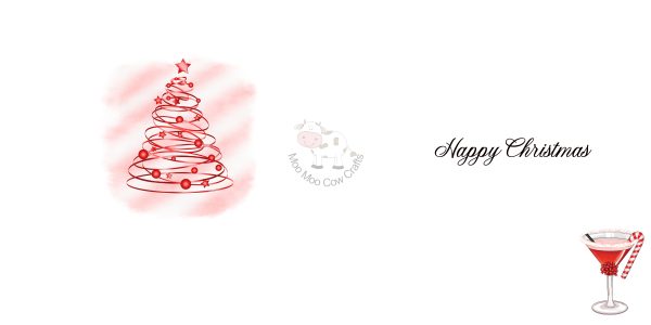 red xmas tree with happy christmas text