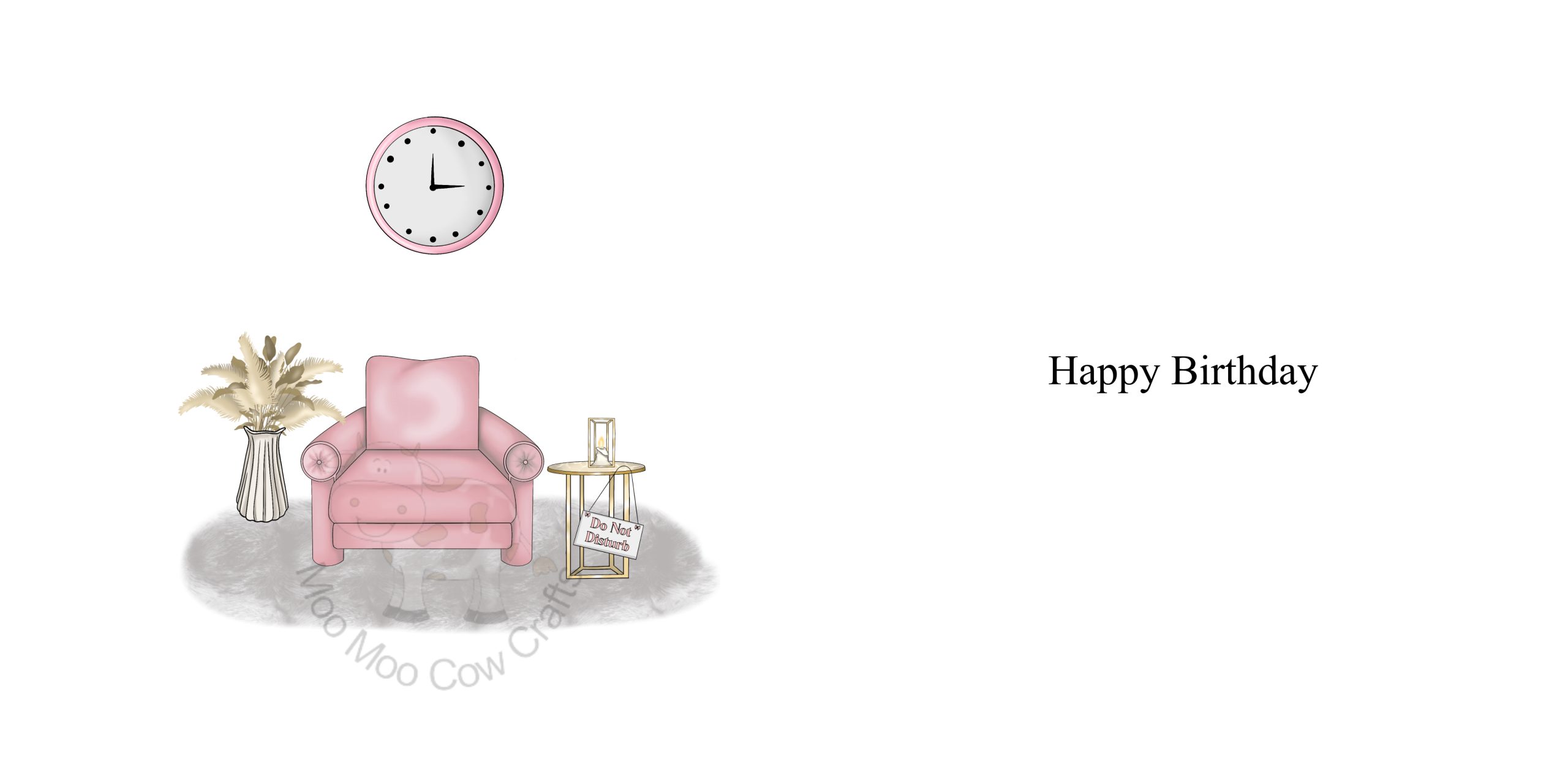 clip art image of a armchair, rug, table and clock.