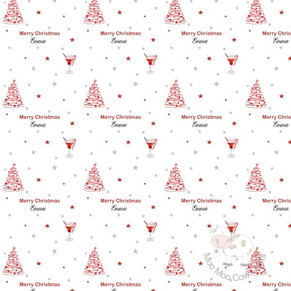 repeating pattern of red xmas trees