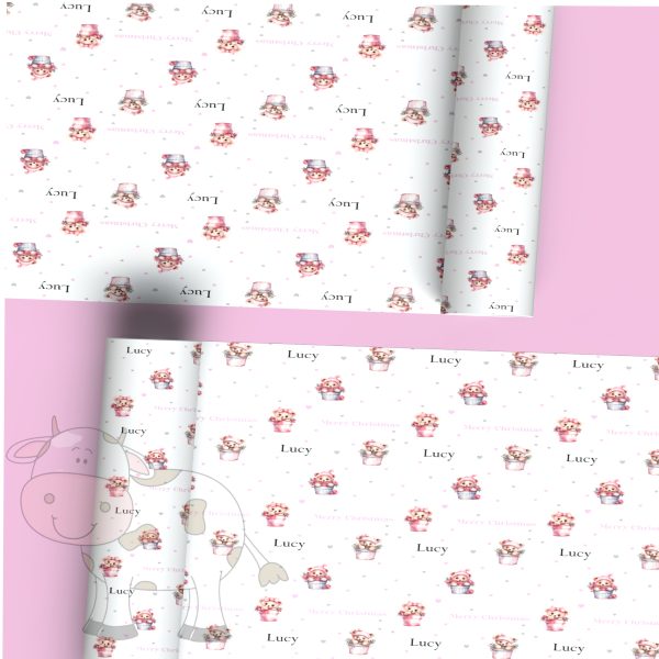 pink background with a pink teddies design of wrapping paper