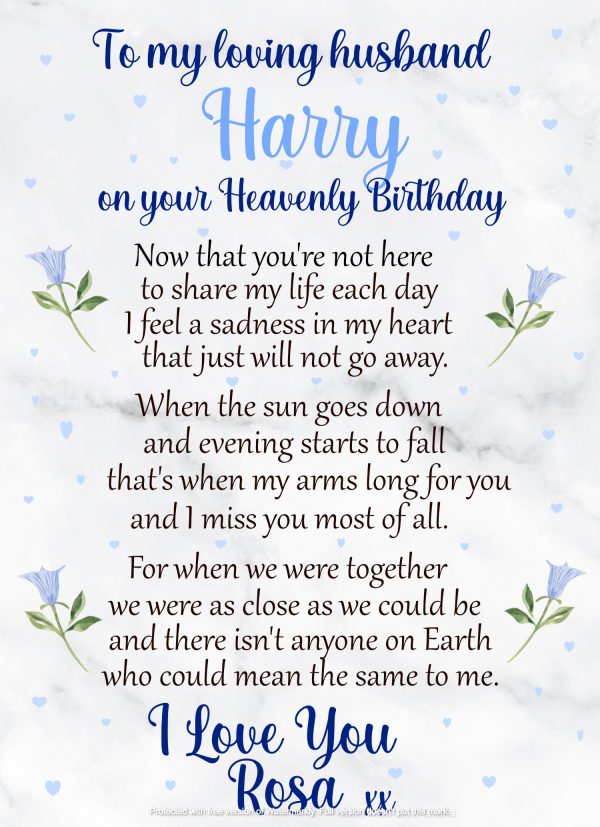 marble background with blue flowers anf black and blue text