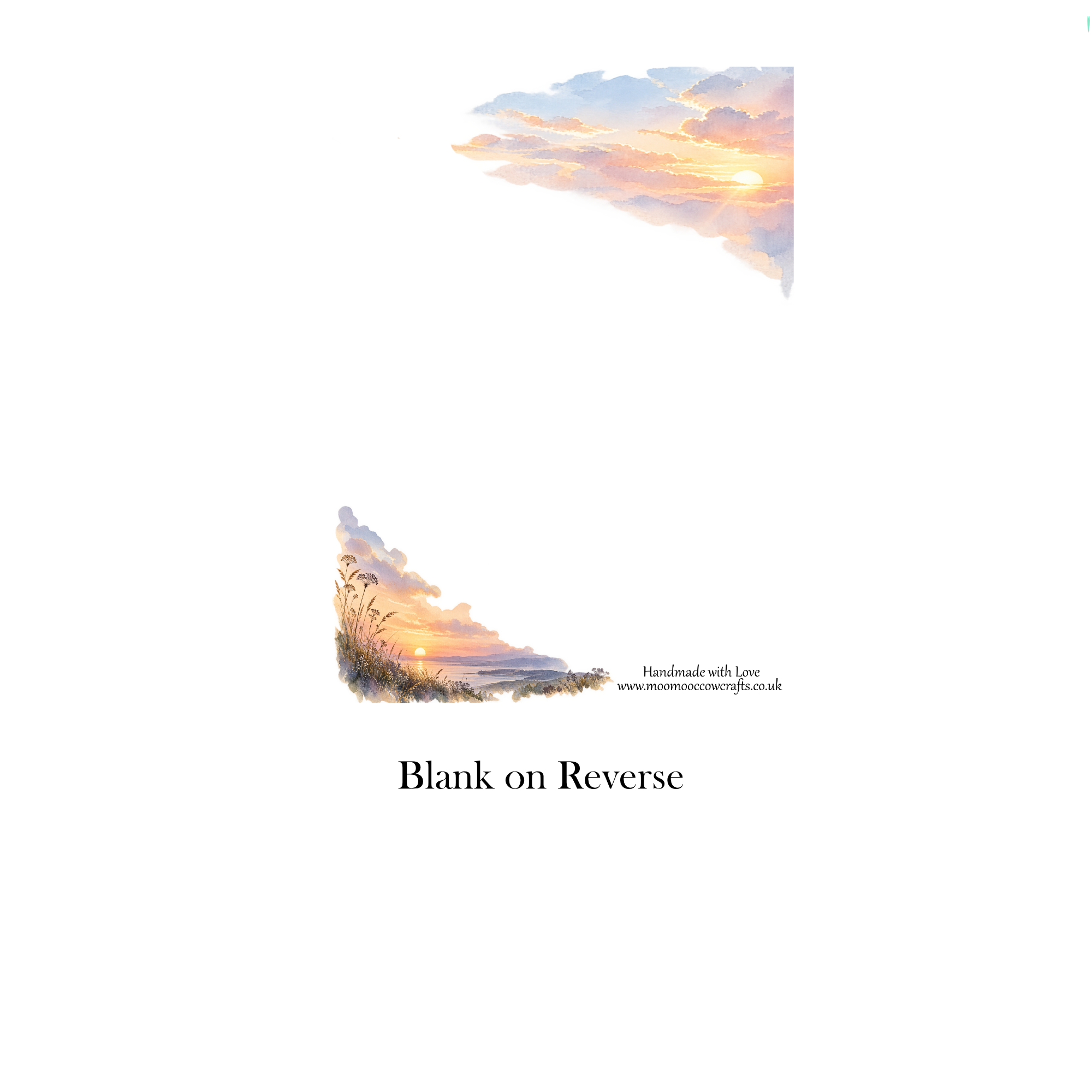 Reverse of personalised Heavenly Birthday grave card with sunset artwork, showing the back is left blank for your own message ❤️