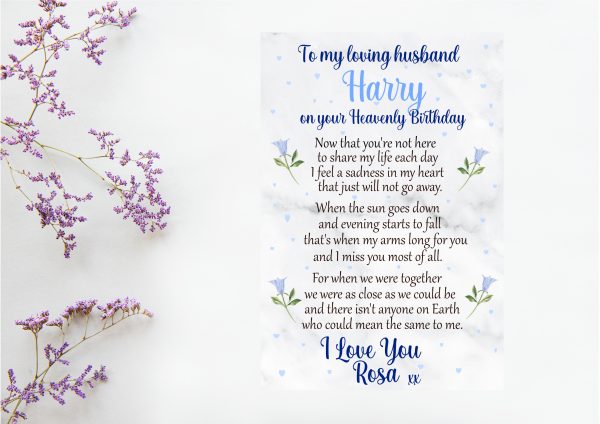 marble background with lavender flowers and black and blue text