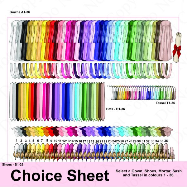 multiple clip art images of graduation outfits - it's a choice seet for a graduation card