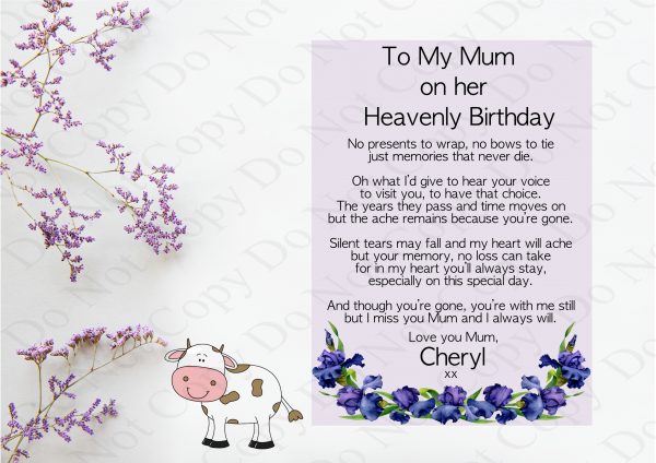 white background with images of lavender and a purple rectangle with black text and iris flowers