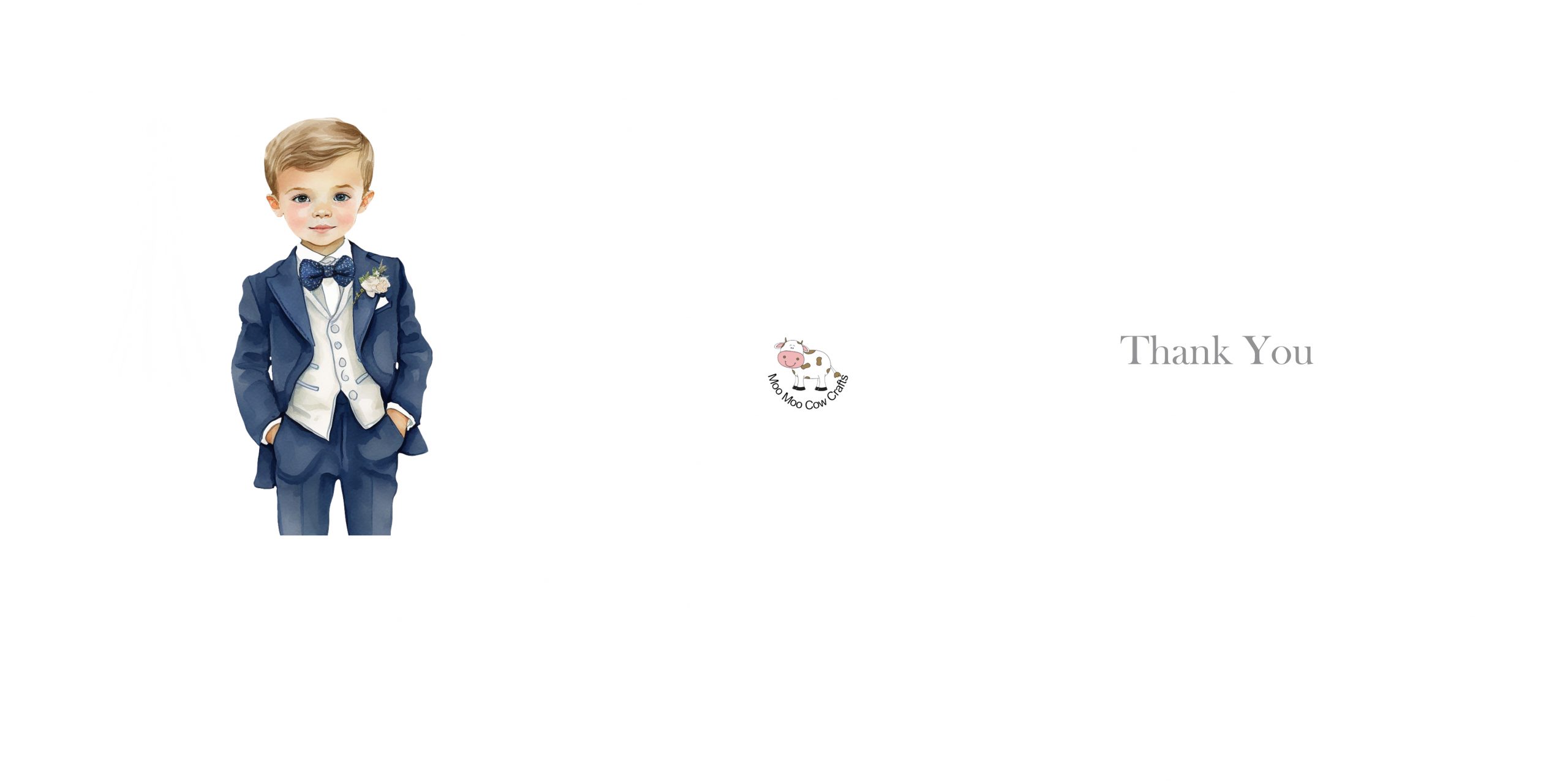 inside a wedding card with a clip art image of a young boy.