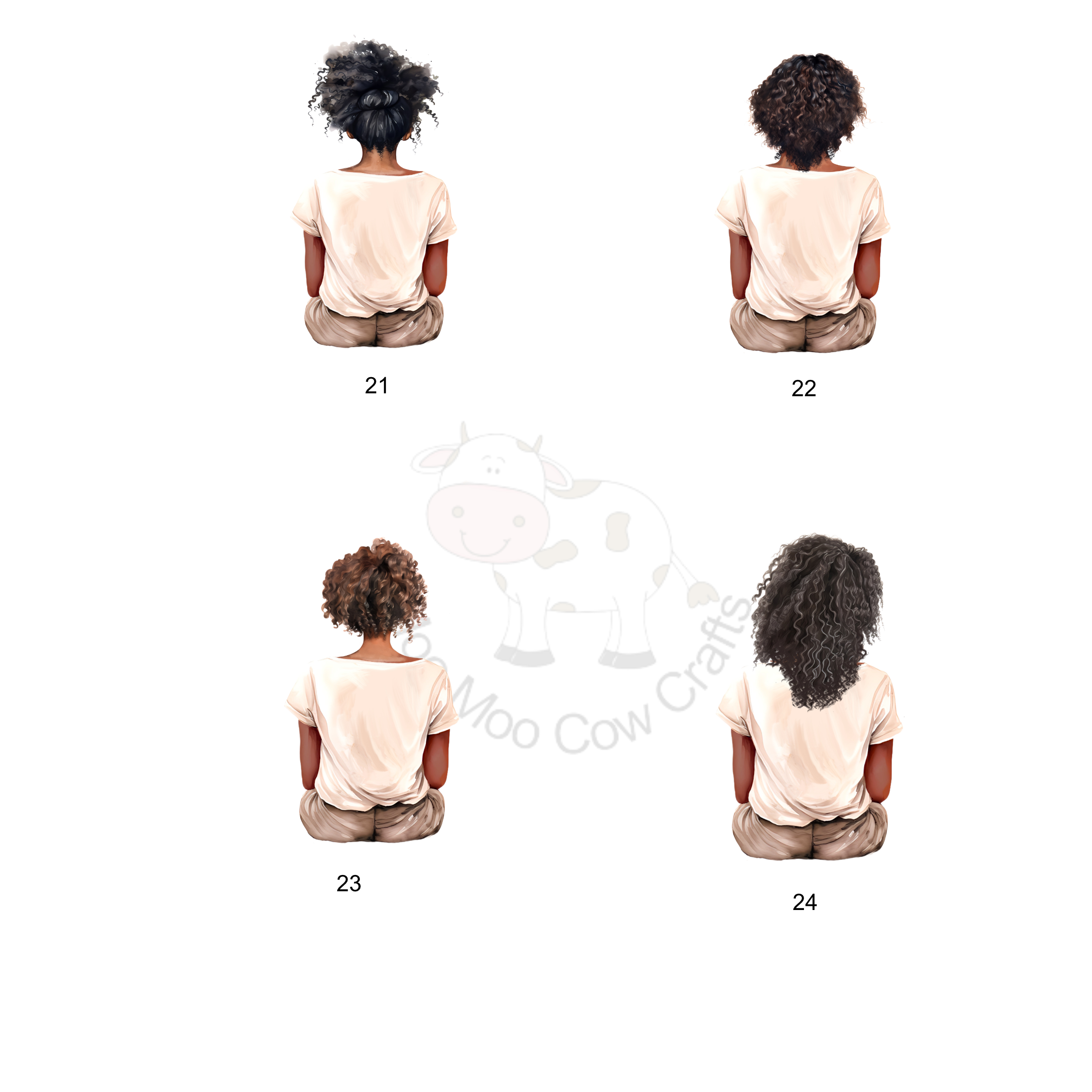 multiple clip art images of women facing away