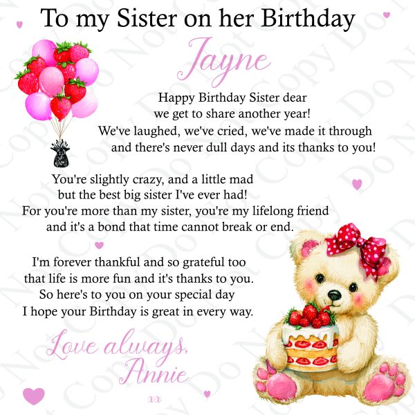 Personalised Birthday Card for Sister - Image 9