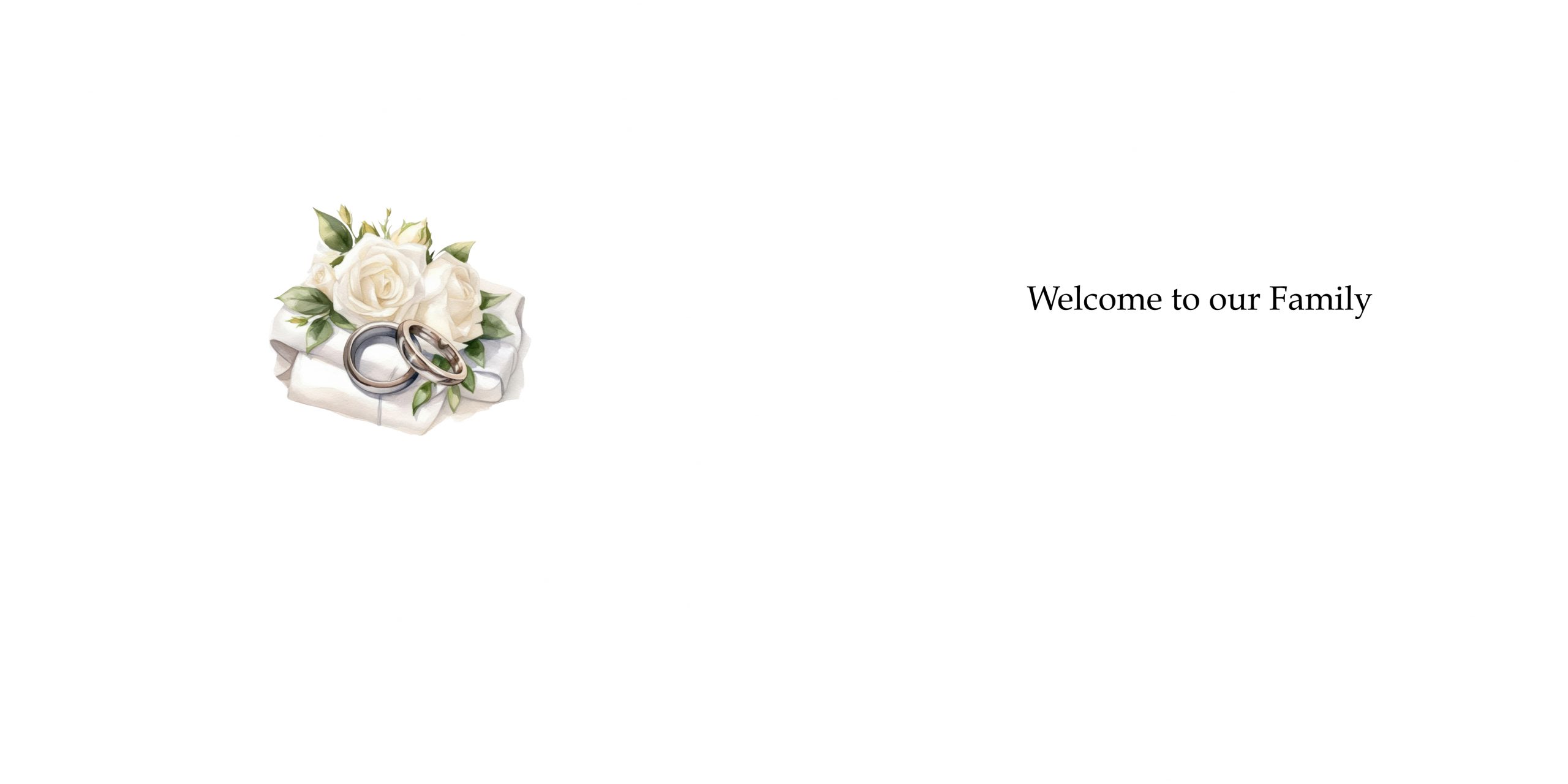 inside a welcome to the family card with a clip art image of a wedding car and flowers
